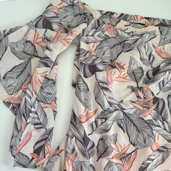 Lulu’s Sun-Drenched Daydream Beige Floral Print Off-the-Shoulder Dress Small - Picture 11 of 14